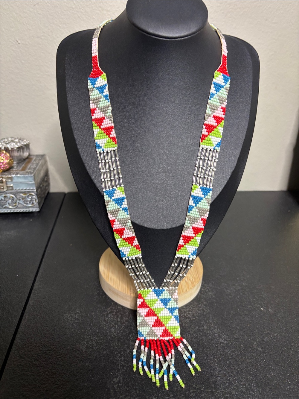 Boho Festival Handmade Beaded Fringe Necklace - Multicolor